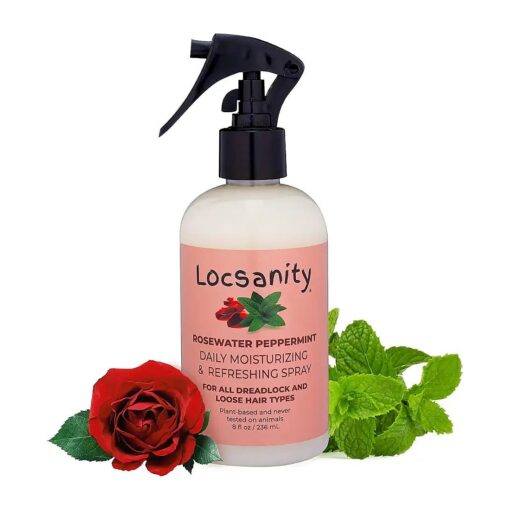 Locsanity Daily Moisturizing Refreshing Spray for Locs, Dreadlocks - Rose Water and Peppermint Hair Scalp Moisturizer, Dreadlock Spray - Natural Loc Care and Maintenance ( 8oz )