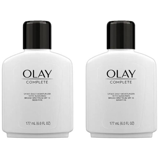 Face Moisturizer by Olay Complete Lotion All Day Moisturizer with Sunscreen SPF 15 for Sensitive Skin, 6.0 fl oz ( Pack of 2 )