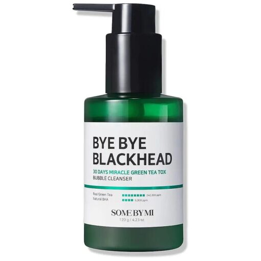 SOME BY MI Bye Bye Blackhead 30 Days Miracle Green Tea Tox Bubble Cleanser - 4.23 Oz, 120g - Made from Green Tea Extract - Mild Daily Face Wash for Removing Sebum and Blackheads - Korean Skin Care