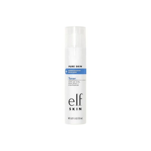 e.l.f, Pure Skin Toner, Gentle, Soothing & Exfoliating Daily Toner for A Smoother-Looking Complexion, Made with Oat Milk, Aloe Juice & Niacinamide, 5.07 oz