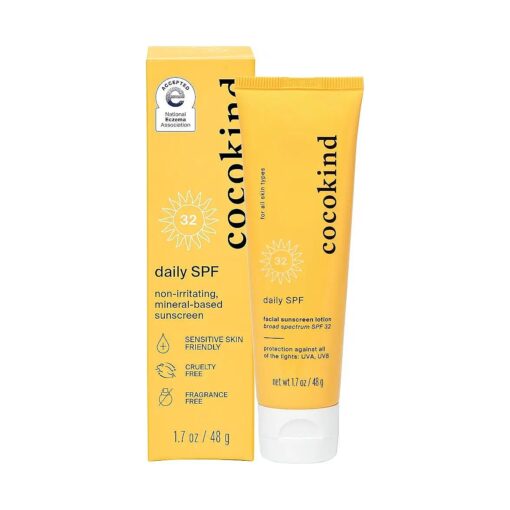 Daily SPF, Face Sunscreen, Mineral Sunscreen with Zinc Oxide, Unscented, Reef Safe Sunscreen with SPF 32 Protection