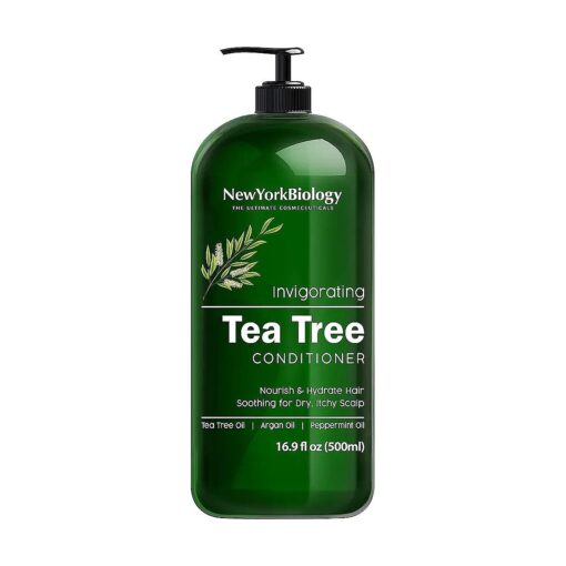 New York Biology Tea Tree Conditioner - Deep Cleanser - Relief for Dandruff and Dry Itchy Scalp - Therapeutic Grade - Helps Promote Hair Growth - 16.9 fl Oz