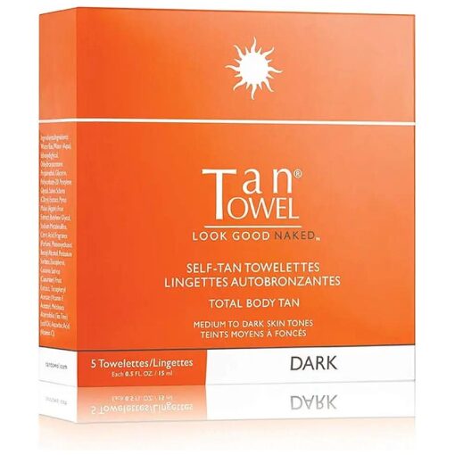 TanTowel Full Body Tan Towelettes - 5 Pack, Dark, 0.5 Fl Oz ( Pack of 5 )