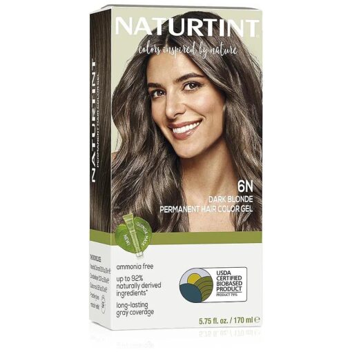 Permanent Hair Color 6N Dark Blonde ( Pack of 1 ), Ammonia Free, Vegan, Cruelty Free, up to 100 % Gray Coverage, Long Lasting Results ( Packaging may vary )