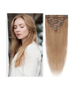 MY-LADY Clip in Hair Extensions Real Human Hair Dark Blonde 8 Inch 45g Dirty Strawberry Blonde Remy Hair 8pcs Weft Balayage Full Head Silky Natural Straight for Women