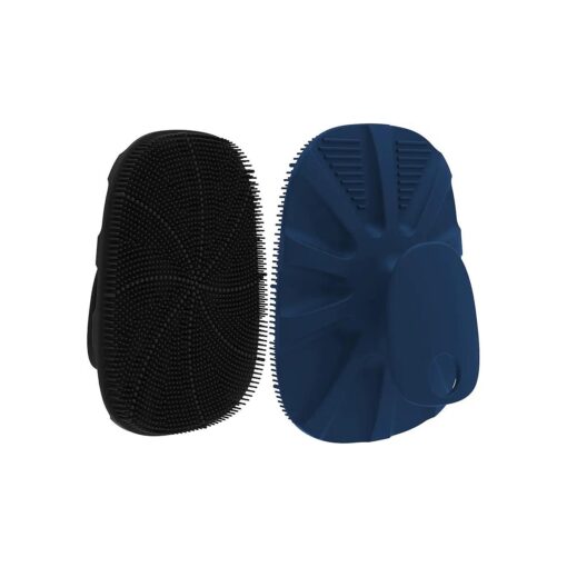 Silicone Body Scrubber,2 Pack, Silicone Loofah, Body Scrubbers, Body Wash Scrubber Brush for Use in Shower, Mens Women Deep Cleaning & Exfoliating, Lather Well, More Hygienic, Black+Dark Blue