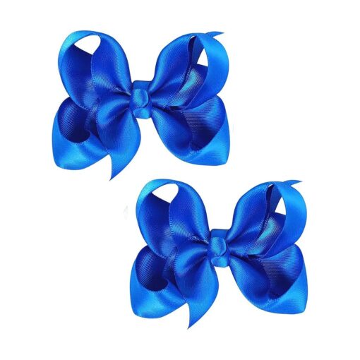 3 Inch Satin Bow for Little Girls - 2 Pcs ( Dark Blue )