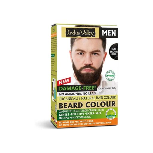 Natural Damage Free Men Mustache & Beard Color for Gray Hair Dark Brown