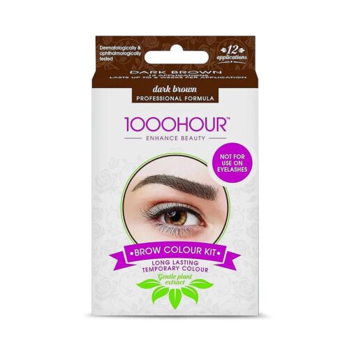 1000 Hour Professional Formula Brow Color Kit - Defined Brows with a Long-Lasting Formula with Eyebrow Mascara - Brow Gel for Stunning Brows that Last Up To 6 Weeks with 12 Applications - Dark Brown