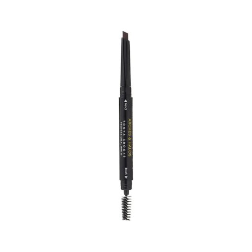 Arches & Halos Angled Brow Shading Pencil - Dual Ended Pencil and Brush with Highly Pigmented Color - Define, Detail and Build Brows - Vegan and Cruelty Free Makeup - Dark Brown, 0.012 oz