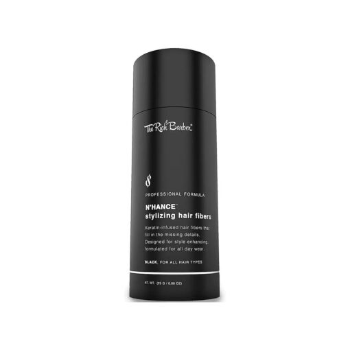 The Rich Barber N'Hance Hair Building Fibers, 3 Month Supply - Barber Hair Thickening Fibers, 25 grams - Grey Hair Concealer Spray - Sharper Hairlines, Thicker Beard & Fuller Hairstyling ( Dark Brown )