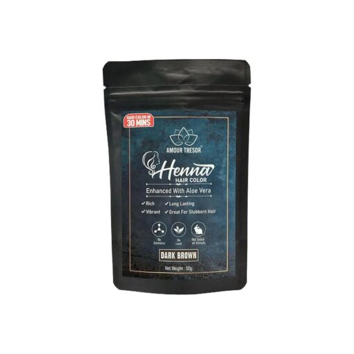 30 Minute Henna Hair Color Infused with Goodness of Herbs, Ammonia Free Hair Dye ( Pack Of 1, Dark Brown )