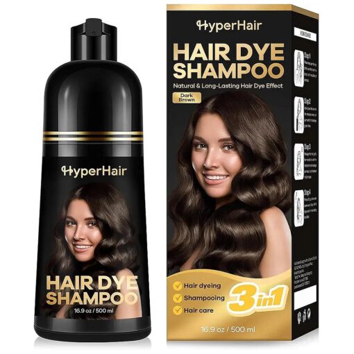 Hair Dye Shampoo, Shampoo for Color Treated Hair, Hair Dye Shampoo 3 In 1, Hair Dye, Shampoo for Gray Hair for Women & Men, Long Lasting & Coverage, Dark Brown