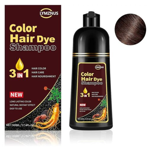 Dark Brown Hair Dye Shampoo for Gray Hair, Instant Brown Hair Color Shampoo for Men & Women, Herbal Brown Hair Dye Shampoo 3 in 1 for 100 % Gray Coverage in Minutes 500ml