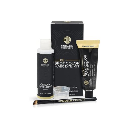 Luxe Color ( Dark Brown ) - Cream Hair Dye - 25mL - Tint for Professional Spot Coloring - With Cream Developer, Mixing Dish and Application Brush - Covers Grey Hair - Root Touch Up