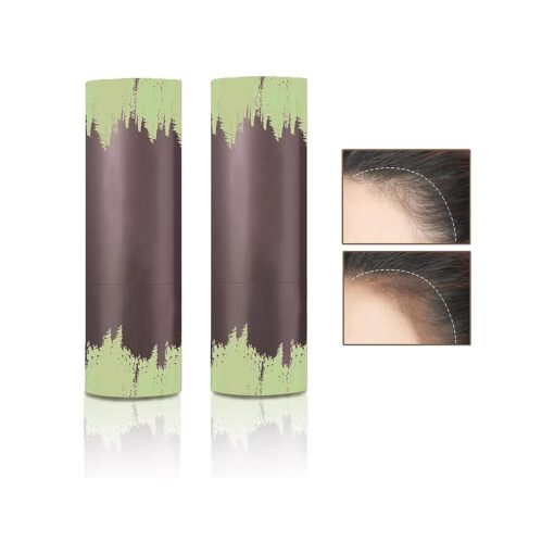 2PCS Hair Powder Hairline Powder Stick, Hair Shading Sponge Pen Waterproof Long Lasting, Root Touch Cover Up Hair-line Powder Filler for Women Girls - Dark Brown