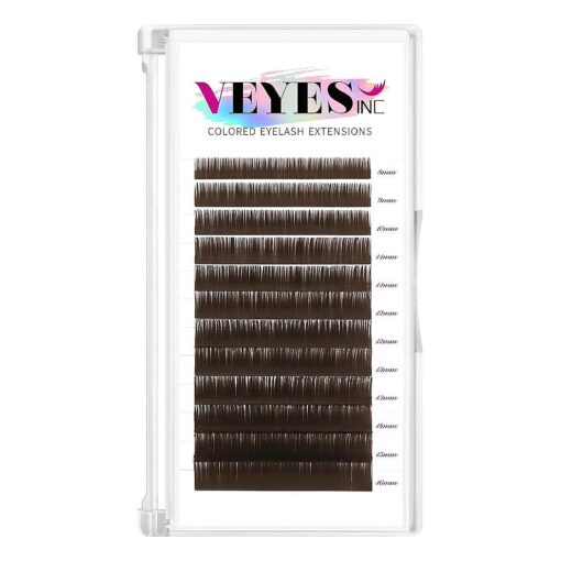 VEYES INC Colored Lash Extensions 03 05 07 15 C/D Curl 8-16mm Mixed Length Tray, Premium Individual Silk Eyelashes, Professional Supplies for Lash Techs ( Dark Latte Brown 0.05 D 8-16mm )