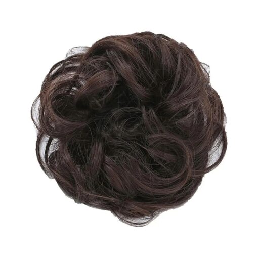 Messy Bun Hair Pieces for Women Synthetic Curly Wavy Bun Hair Extension Fluffy Hair Piece Bun Hair Scrunchies Accessories ( Dark Brown # 2/33 )