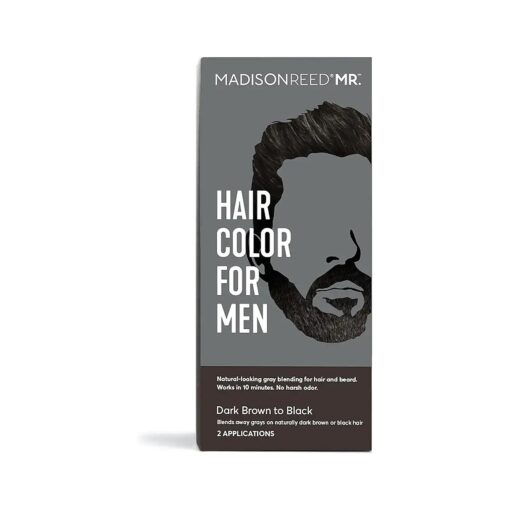 Mr, Hair Color for Men, Dark Brown to Black Demi-Permanent Hair Dye, Reduces Grays in 15 Minutes For Hair & Beard, Nourishing & Strengthening, Keratin & Argan Oil, 2 Applications