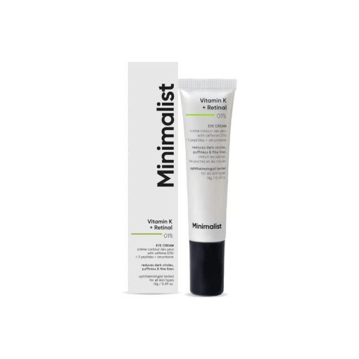 Minimalist Under Eye Cream for Dark Circles, Puffiness, Bags Under Eyes, Wrinkles & Fine Lines | With Caffeine, Vitamin K & Retinal | For Women & Men | 0.49 oz / 14 gm