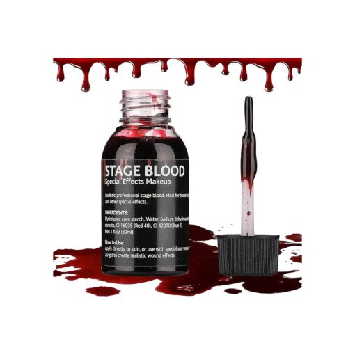 CCBeauty Fake Blood Washable, Stage Blood Makeup, Safe Realistic Edible Scab Bloods for Clothes, Vampire Makeup for Halloween Costume, Theater, Cosplay, Zombie, Special Effects, SFX Makeup, 1oz Dark