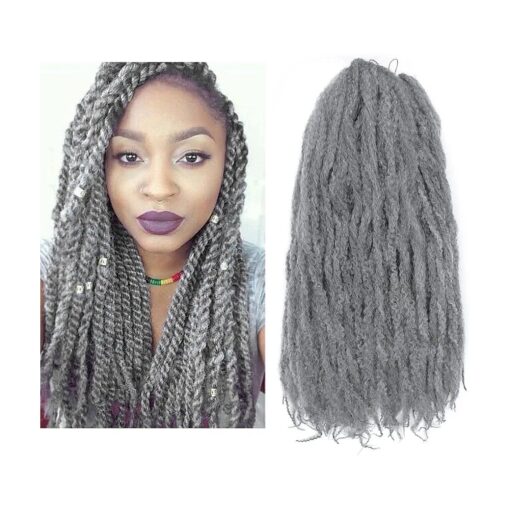 Marley Hair 24inch Grey Marley Twist Braiding Crochet Hair Long Synthetic Kanekalon Kinky Curly Afro Braids Hair Extensions for Black Women Faux Locs 3Pcs ( Dark Grey # )