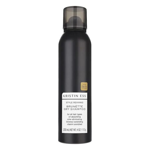 Kristin Ess Hair Brunette Dry Shampoo for Dark + Brown Hair with Vitamin C for all Hair Types - Oil Absorbing + Time Saving Dry Shampoo Powder Spray for all Hair Types, Vegan, 4 fl, oz .