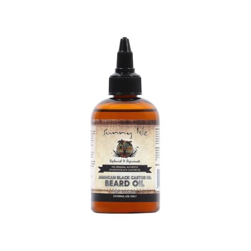 Sunny Isle Jamaican Black Castor Oil Beard Oil 4oz | Conditioning Growth Oil for Thicker Facial Hair | Softens, Strengthens Beards & Mustaches | Hydrates Skin