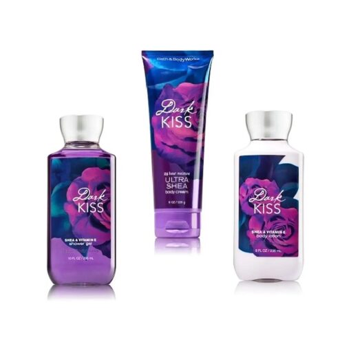 Bath & Body Works ~ Signature Collection ~ `` Dark Kiss" ~ Gift Bag ~ Shower Gel, Ultra Shea Body Cream & Body Lotion