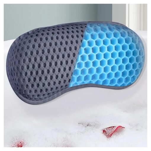 Bath Pillow for Tub - Soft Ergonomic TPE Bathtub Pillow for Soaking Tub, Bath Tub Pillow Headrest for Neck & Back Support, Upgraded Bath Pillow with Strong Suction Cups & Hook, Dark Navy