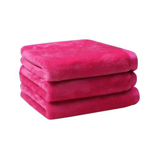 Microfiber Makeup Removal Cloths Ultra Soft Facial Cloths, Pack Of 3, 12 x 12-Inch, Dark Pink