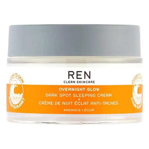 REN Clean Skincare Radiance Overnight Glow Dark Spot Sleeping Cream - Hydrating Facial Moisturizer, Clinically Proven to Reduce the Appearance of Dark Spots, Awake to Dewy & Glowing Skin