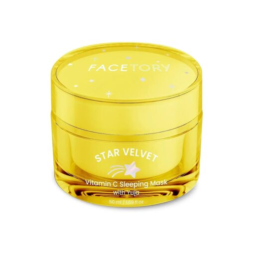 FACETORY Star Velvet Vitamin C Illuminating Sleeping Mask with Antioxidants- Evens Tone, Moisturizes, Protecting, Overnight Face mask, Cruelty-Free, No Fragrance, 50ml/ 1.69 oz