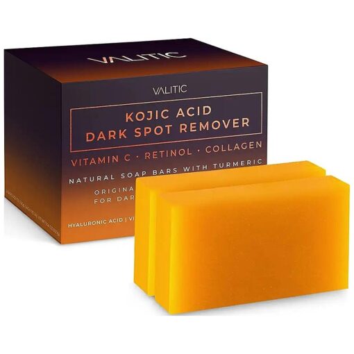 Kojic Acid Dark Spot Remover Soap Bars with Vitamin C, Retinol, Collagen, Turmeric - Original Japanese Complex Infused with Hyaluronic Acid, Vitamin E, Shea Butter, Castile Olive Oil ( 2 Pack )