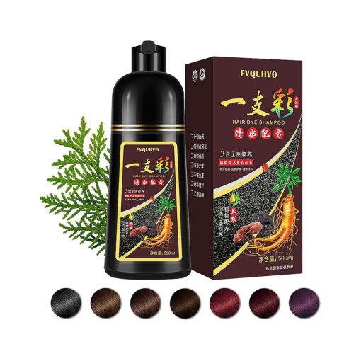 Dark Wine Red Hair Dye Shampoo 3-in-1, 4 Weeks of Gray Hair Coverage in 15 Minutes, Deep Burgundy Hair Color Shampoo for Women, Natural Plant Based Bubble Hair Dye Kit, Simpler Root Touch-Up