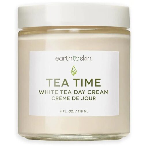 Earth To Skin Tea Time Anti-Aging White Tea Day Cream, with Shea Butter, Panthenol & Hyalaronic Acid for Optimal Skin Replenishment ( 4.0 Fl Oz )