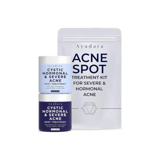 Day & Night Cystic Acne Spot Treatment, Hormonal Acne Treatment For Daytime & Overnight, Severe Acne, Cystic Acne Treatment for Face, Pimple Cream Tea Tree Bentonite Clay, 90 Day Supply