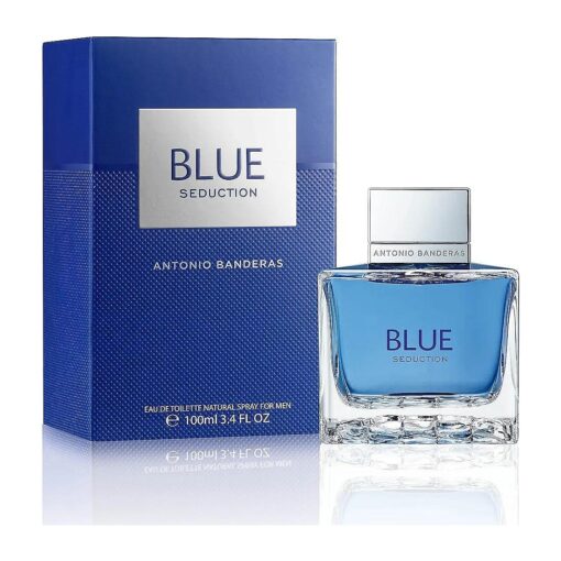 Banderas Blue Seduction Eau De Toilette for Men - Fresh, Romantic, Fruity Scent - Woody, Aquatic Notes of Apple, Sea Water - Ideal for Day Wear - 3.4 Fl Oz