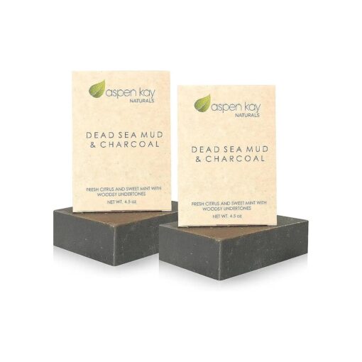 Aspen Kay Naturals Handmade Dead Sea Mud Soap Bar for Face & Body ( 2 Pack ) - Natural & Organic - Activated Charcoal & Pure Essential Oils 4.5 oz Per Bar