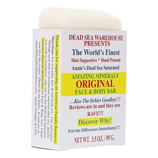 Dead Sea Warehouse - Amazing Minerals Original Face & Body Bar - 3.5 OZ - Dead Sea Salt Soap - All Natural - Soothes & Supports Healthy Skin - Vegan