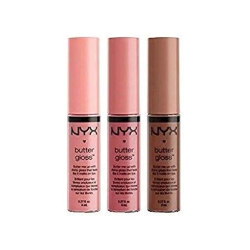 NYX Butter Gloss Kit, Creme Brulee, Fortune Cookie, Madeliene .27oz Each