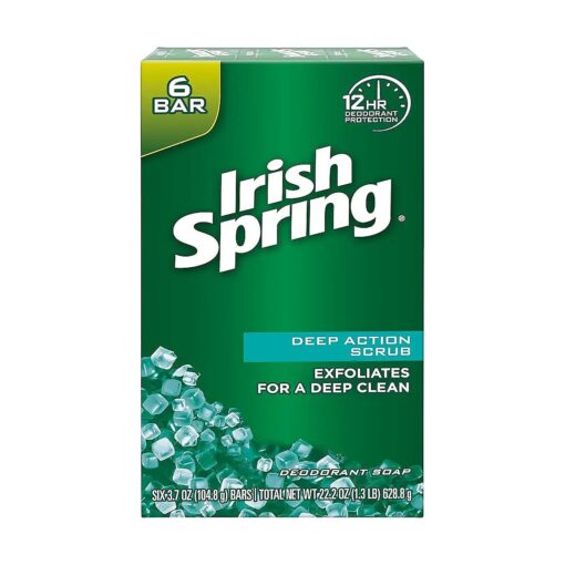 Irish Spring Deep Action Scrub Bar Soap 3.7 Ounce ( Pack of 6 )