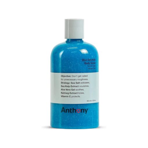 Anthony Exfoliating Body Scrub - Sea Salt, Vitamin C, and Aloe Vera Deep Cleans, Smooths Rough Patches & Soothes and Protects Skin - Blue Sea Kelp Body Wash 12 Fl Oz