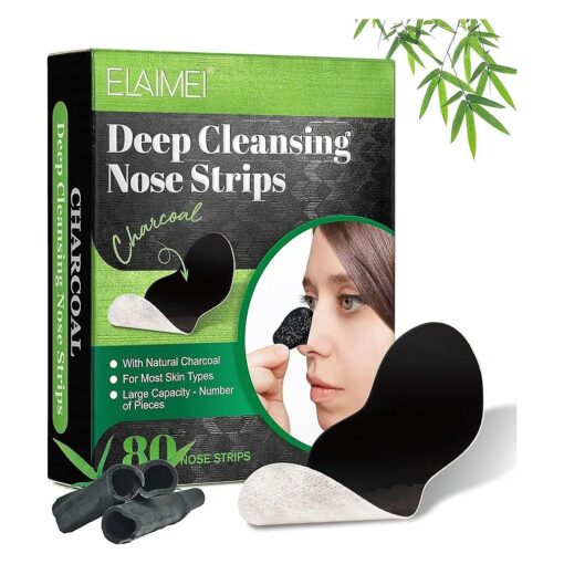 Unscented Deep Cleansing Charcoal Pore Strips, 80 Count, Removes Blackheads, Tightens Pores, For Face and Nose