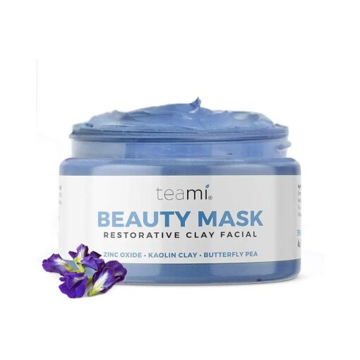 Teami Beauty Facial Mask - Moisturizing Face Mask Skin Care - Anti Acne & Blackhead Remover with Butterfly Pea Flower & Kaolin Clay - Deep Cleansing Face Mask for Oily, Dry, or Sensitive Skin