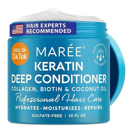 MAREE Deep Hair Mask & Conditioner - Hydrating & Deep Conditioning Hair Mask with Coconut Oil & Keratin - Biotin & Collagen Moisturizing Conditioner