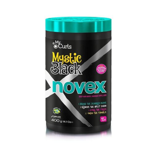 NOVEX Mystic Black Deep Conditioning Mask - Baobab Oil Protects, Adds Moisture, Controls Frizz, Enhances Shine - Rich in Vitamin A, C, D and E - Omega 3, 6 and 9 ( 400g/14.1 OZ