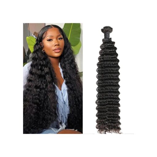 Deep Wave Bundles Human Hair Weave single Bundles Deep Curly Brazilian Virgin Hair Wet And Wavy Bundle 12A Grade Unprocessed Human Hair Extensions Natural Black 18 Inch