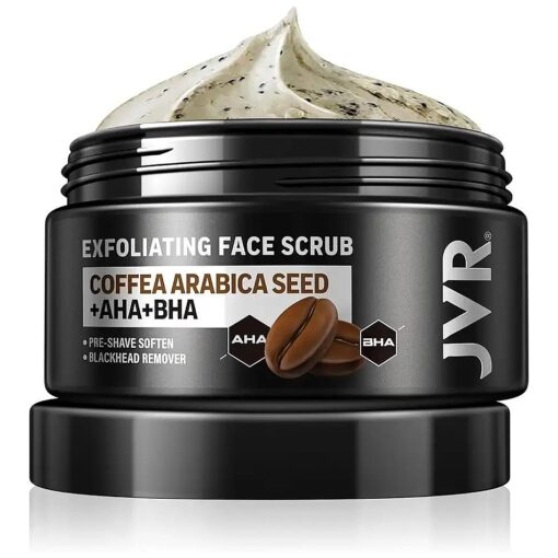 Face Scrub for Men, Facial Scrub for Deep Exfoliating, Cleansing, Removing Blackheads, Ingrown Hairs, Pre-shave Soften, Organic Formulated with Coffee Extract, AHA and BHA Face Exfoliator ( 4.23 oz )