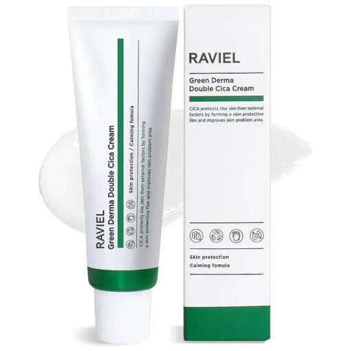 RAVIEL Green Derma Double Cica Cream ( 1.7 fl oz ) | Gentle Moisturizer and Deep Hydrating for Skin Protection & Calming with Centella Asiatica, Green Tea | Suitable for Sensitive skin Types ,